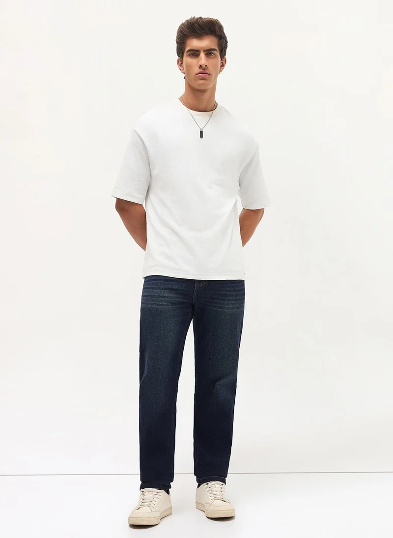Urbano Fashion  Urbano Fashion Men's Dark Blue Regular Fit Heavy Washed Denim Jeans Stretchable for Men | Best Price UAE